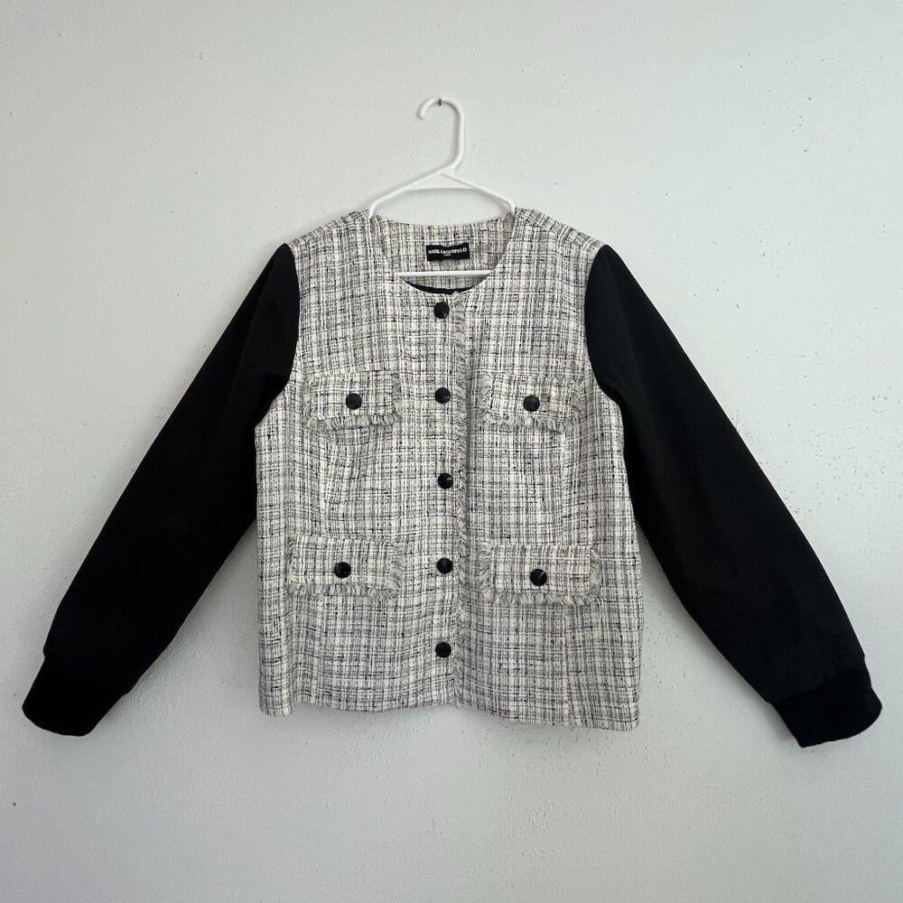 NWOT Karl Lagerfeld Paris Tweed Bomber Jacket
